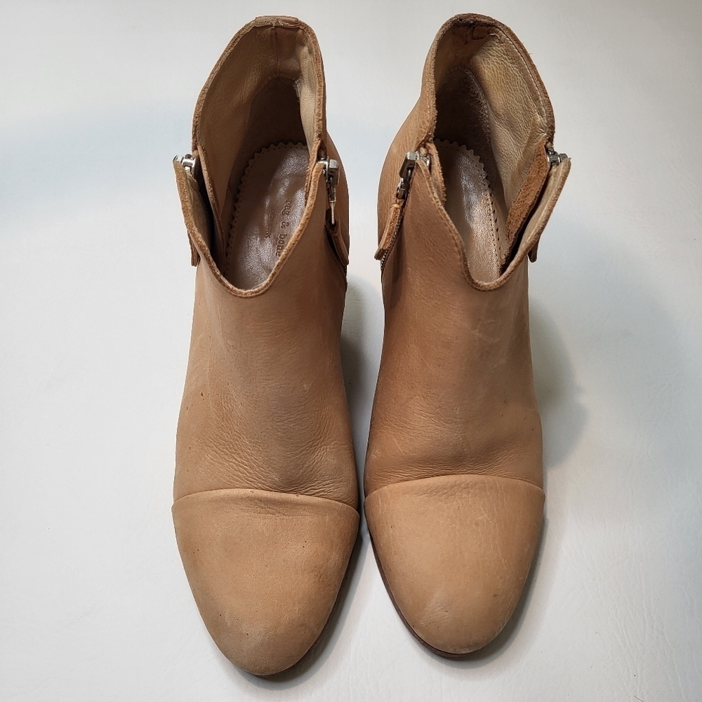 Rag & Bone Margot ankle booties light tan nubuck leather side zippers size 38.5 - Picture 3 of 10